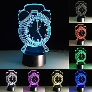 Amazon 7色の変更3dホログラムファンタジーライトアクリルナイトライトとタッチスイッチ 目覚まし時計 Yoyoo ベッドサイドランプ