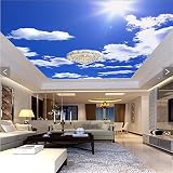 Sproud カスタムリビングルーム天井の青い空と白い雲の壁画の寝室の天井の壁画ホームデコレーション Papel Para かわ 150 Cmx 105 Cm