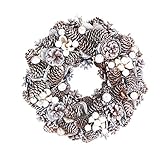 彩か SAIKA リース M 白 ホワイト インテリア用 玄関飾り クール CXO-195M Wreath-White Bean & Pinecone M