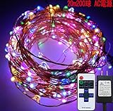 Vorally イルミネーションライト AC電源付き リモコン付き 防水IP65 10モード点灯 18段階調光 記憶機能 クリスマスライト (20m多色)
