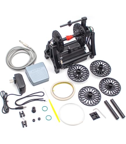 Amazon | 電動糸紡ぎ車 電動スピニングホイール 25cm x 17.5cm x 22cm