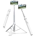 TONEOF Automatic Tripod, 66.1 inches (168 cm), Smartphone Tripod, Selfie Stick, Portable, Tripod, Stand, Magnetic Rechargeable Remote Control, Auto Open, 59.1 inches (150 cm), 360° Rotation, Stable,
