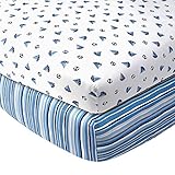 ベビーベッド用ボックスシーツ サテンのような肌触り 綿100% 2枚組 (Nautical Sailboat) [並行輸入品]