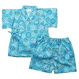 《盛夏 甚平》(ジンベイ) 日本製ベビー男児 サザンクロス生地花火柄甚平スーツ 80cm/ブルー NO.OG-75540
