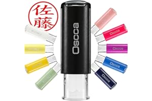はんこ祭り オスカ (ブラック) キャップレス ネーム印 Oscca 9mm 丸枠 印鑑 はんこ スタンプ 回転式 ゴム印 (HK020)