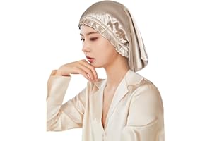 Utukky Silk Night Cap, Silk Cap, Cylindrical Design, No Falling Off Until Morning, 100% Silk, Silk Night Cap for Long Hair, Hair Cap, Prevents Split Ends and Bed Head, For Sleeping, Birthday Present