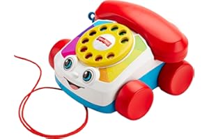 Fisher-Price Toddler Pull Toy Chatter Telephone Pretend Phone with Rotary Dial and Wheels for Walking Play Ages 1+ Years