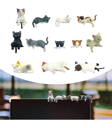 11Pcs Cat Car Dashboard Decorations Mini Resin Cat Car Interior Decor