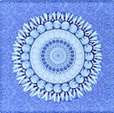 Jaclinartファンタジー花フローラルMandalaストライプデイジー – Cobalt Blue Floral Mandala on明るいブルーダマスク背景 – タイル 4-Inch-Glass