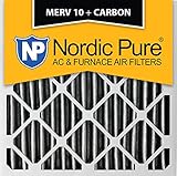 Nordic Pure 24 x 24 x 4pm10 C-1プリーツMERV 10 PlusカーボンAC炉フィルタ（1パック）、24 x 24 x 4 "
