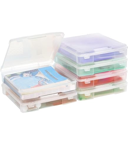 6-Pack Denkee Plastic Scrapbook Cases - 12.4" X 12.8" X 1.1", Clear Stackable Storage For 12x12 Paper, A4 Files, Magazines