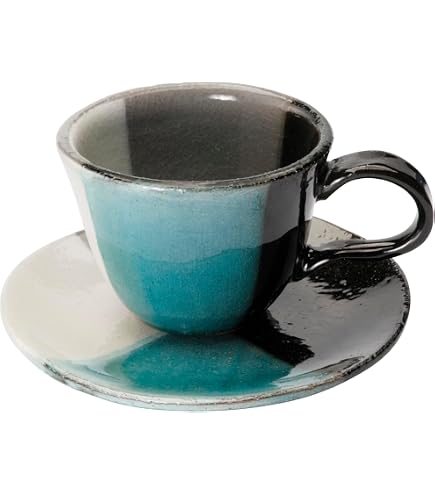 Amazon.co.jp: うつわ魯庵 美濃焼 東山窯 「 トルコブルー 」 コーヒー