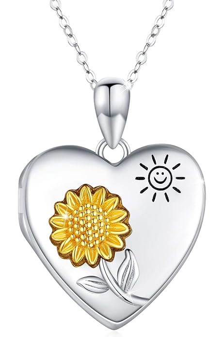 Heart Locket Necklace For Women, 18K Gold Plated/Platinum Plated/Rose