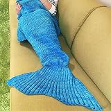 Cunada & # 174 ;かぎ針編みマーメイドテールブランケット夏ソフトSleepingバッグ 71" X 35.5" ブルー