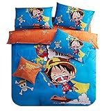 MeMoreCool Home Textile Japanese Popular Anime One Piece Luffy Cartoon Bedding Set Cute Luffy Design