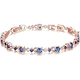 BAMOER Luxury Slender Rose Gold Plated Bracelet with Sparkling 5 Style Cubic Zirconia Stones to Choice