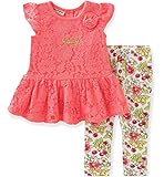 Juicy Couture Baby Girls' 2 Pieces Pants Set-Printed Leggings Coral 6/9M [並行輸入品]