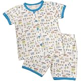 ボーイズキッズパジャマ[enfant pur]男の子マリン柄半袖パジャマ|ルームウェア|ルームウエア|寝間着 120cm ホワイト-ターコイズ
