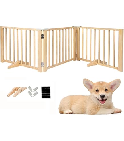 ペットゲート 犬 高さ58cm 幅351cm 自立型ゲート 折りたたみ式 Amazon.co.jp: 木製自立式ドッグゲート (6枚、 高さ58cm 長さ