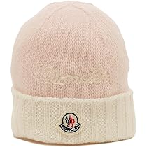 MONCLER ピンク ニット帽 MONCLER ピンク ニット帽 ファー付き - メルカリ