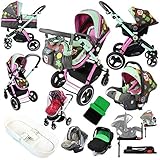i-Safe System - Owl & Button Trio Travel System Pram & Luxury Stroller 3 in 1 Complete With Car Seat