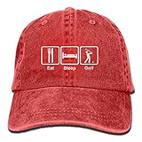 大人 デニム キャップイート スリープ プレー ゴルフ 今季最新 ダンス キャップ 通気性良好 紫外線対策 日よけ 小顔効果 プリント付き 無地 レッド
