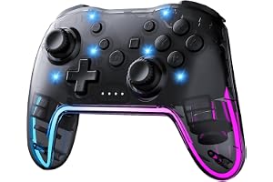 Twylyte Switch コントローラー ワイヤレス Proコン Switch1/2/Lite/OLED/PC/iPhone/Android対応 7色RGBライト ターボ連射 振動調整 スリープ解除ワンタッチ 人間工学設計 長時間プレイ
