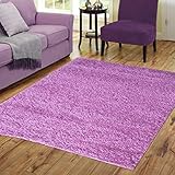 homedoraソリッドShaggyエリアラグVividソフト& High Pile、太いPlush寝室リビングダイニングKids Shag Floor Rug 3' X 5' パープル