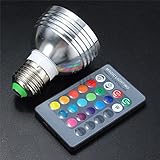 LED RGB 電球 遠隔操作 カラー変更できる 明るさを控える ライト カラー 電球 E27/GU10 口金 10W 16色 (E27)