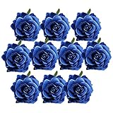 Lovoski 人工シルク　造花ローズ　DIYアクセサリー　バズフラワー　ホーム装飾　結婚式飾り　10個入り　全10色 - 青