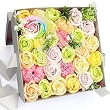 Yobansa 造花 高級石鹸の花のギフトボックス フレグランス ソープフラワー プレゼント 石鹸 ひまわり 枯れない 花 結婚祝い 誕生日 母の日 父の日 定年祝い 還暦祝い 新築祝い 送別会 メッ