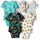 Rosie Pope Baby Boys' Bodysuits 5 Pack Truck/Sloth/Stripe 3-6 Months [並行輸入品]