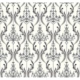 York Wallcoverings AB2170 Black and White Twil Sisal Wallpaper, Paper White/Black Onyx/Pewter Glitte