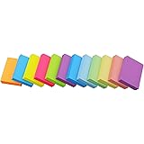 付箋 強粘着ブロックメモ 蛍光カラー+レギュラーカラー 10色 38×50ｍｍ 100枚×12冊入