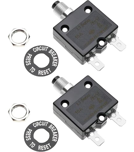 Uxcell Thermal Circuit Breakers 7A – Push Button Reset Overload Protector, 125/250V AC 32V DC, With Waterproof Cap – 2-Pack For Automotive & Industrial Use