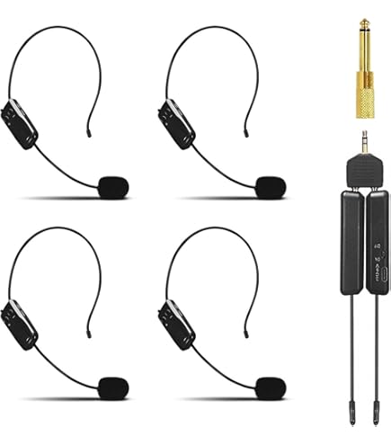 VOVIGGOL Wireless Microphone with Headband 2.4G Wireless 2-in-1 Range 50m Head Microphone for Tour Guide, Voice Amplifier, PA System, Education, Fitness