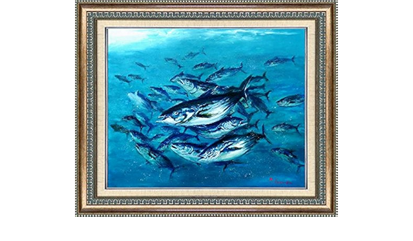 Amazon Co Jp 寺田ゆう 勢 福鰹 F10号 油彩画 動物画 魚 かつお 勝魚 漁業 海 魚群 縁起物 開運 油絵 絵画 B4210 ホーム キッチン
