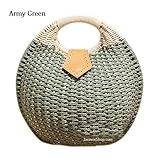 Fashion Women's Handbag Rustic Straw Bag Snail's Nest Rattan Summer Beach Bags BY EagleWood (Army Gr