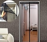Joyoldelf 玄関網戸 蚊除け マグネット 通気メッシュ 自動開閉 強い粘着力 ピン付き 90cm x 210cm ブラック