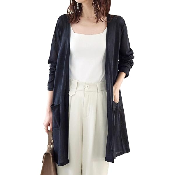 マルチパック カーディガン ニット ライトウエイト ロング丈 レディース XS