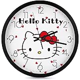 掛け時計 ハローキティ 壁掛け時計 かけ時計 Wall Clock 置き時計 連続秒針 静音 大数字 見やすい 円形 電池式 非電波 フック付き インテリア おしゃれ 可愛い 部屋装飾 オフィス リビング 寝室 新築祝い プレゼント 直径25cm