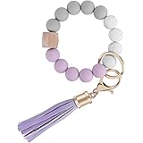 Weixiltc Bracelet Keychain Wristlet, Silicone Bead Key Ring Bracelet for Women, Purple, One Size