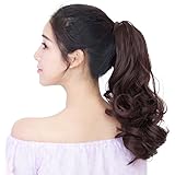 YJINCO ポニーテール エクステ ウィッグ カール ロング 巻き髪 ポイントウィッグ つけ毛 ヘアークリップ エクステンション 耐熱 180度 YJWM013-lbrn