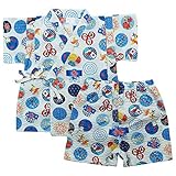 《盛夏 甚平》(ジンベイ) 日本製ベビー男児 リップル生地祭り柄甚平スーツ 90cm/オフシロ NO.OG-75544