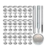 Liroyal 18セット 15mm ジャンパーホック ステンレス鋼メタルボタン スナップファスナーキット DIY 手作 シルバー レザークラフト 工具 4種類 手芸/家庭/裁縫用 ハンドメイド バネホック 打ち具 セット 収納ケース付き