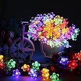 Lychee 5M 50 Led peach Blossom Solar Fairy Flower Lights for Room Home Garden Christmas Party Weddin
