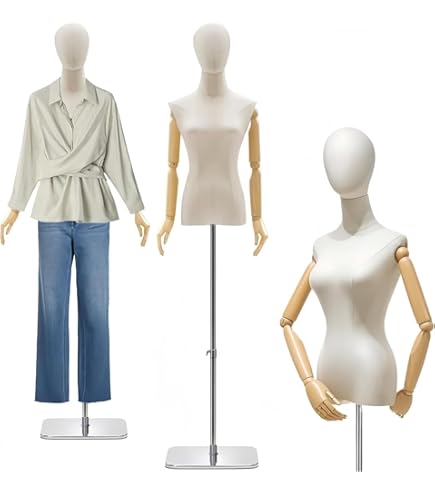 Amazon | 女性 マネキン ヘッド付き トルソー 可動式 アーム 高さ調整