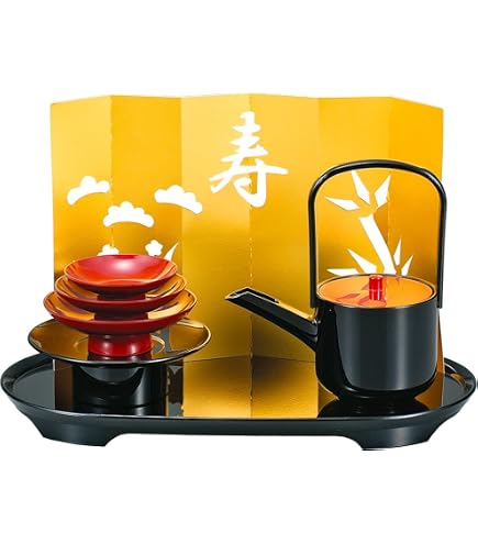 Amazon.co.jp: 輪島塗 赤 屠蘇器セット 漆器 蓋付き 台付 : ホーム