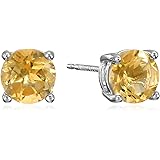 Amazon Essentials Sterling Silver Genuine or Created Round Cut Birthstone Stud Earrings