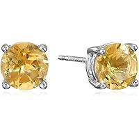 Amazon Essentials Sterling Silver Genuine or Created Round Cut Birthstone Stud Earrings